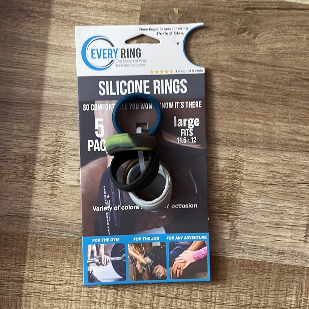 Silicone Rings, Men, Multi-Pack, Multi-Color, Large